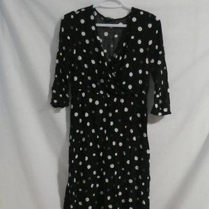 MAX | UK 10 EUR 36 | Polka Dot Dress | Black Dress With White and Green Dots